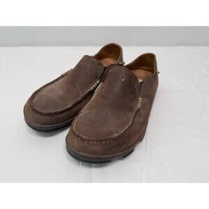 Olukai Moloa Men's Brown Leather Slip On Shoes, Size 9.5